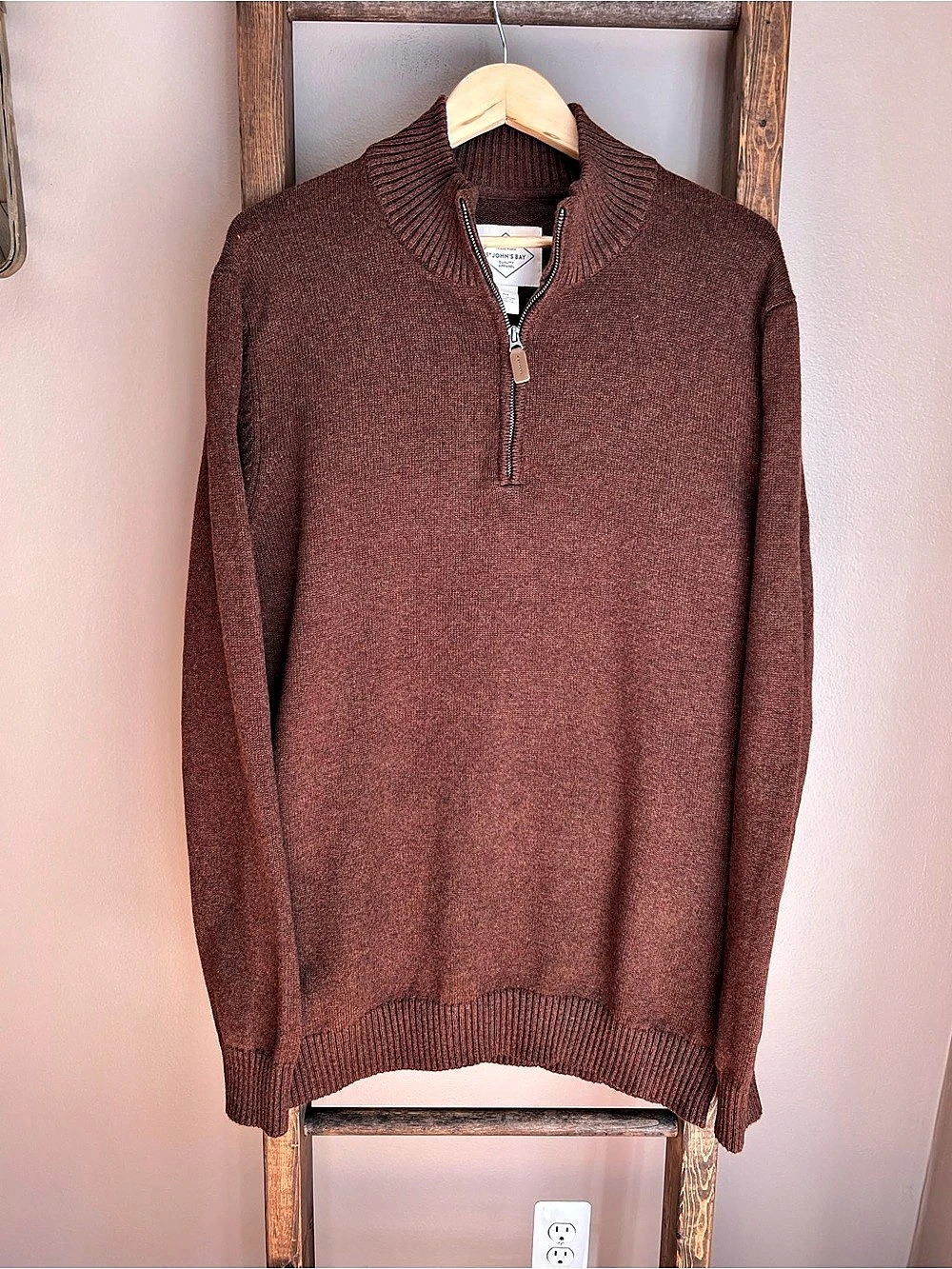 St. John's Bay Men's Cotton Quarter-Zip Sweater Size XLT Like New